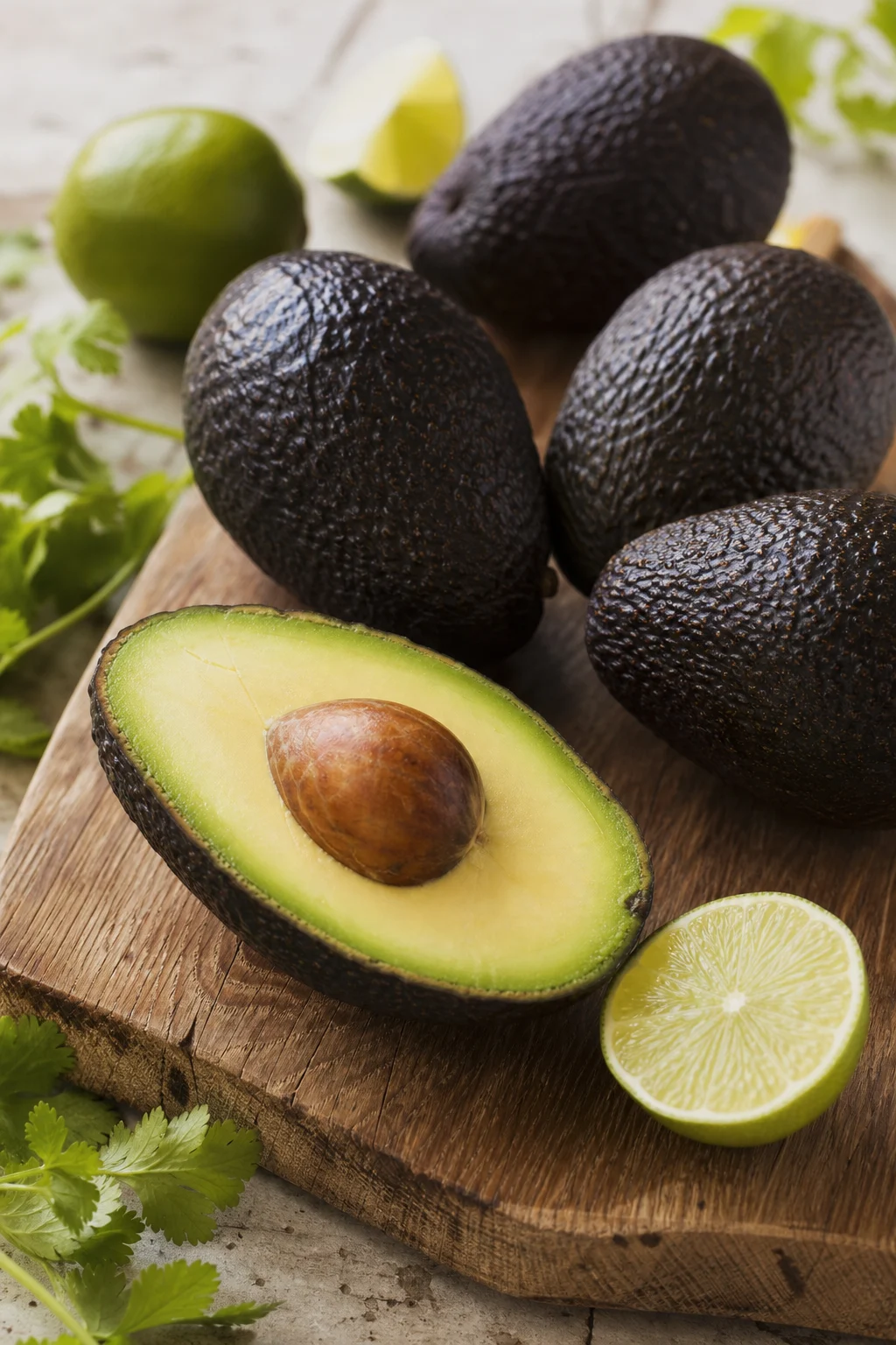 Aufgeschnittene reife Avocado mit Kern