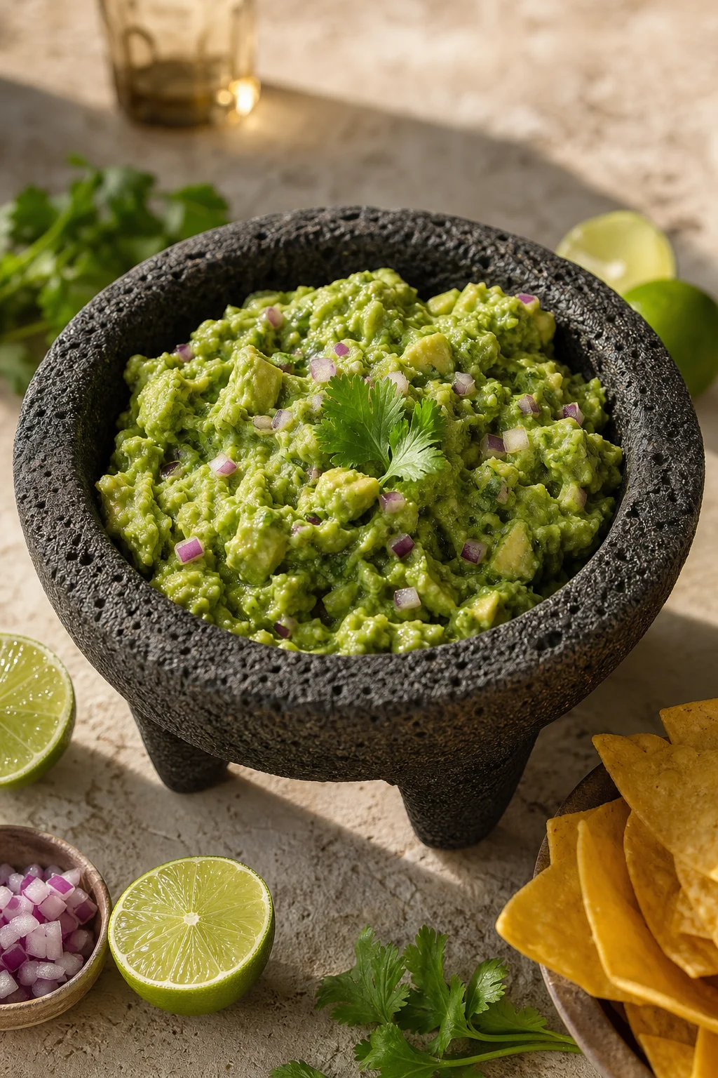 Stückige Guacamole mit Limette und Koriander